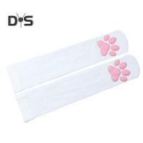 Cat Paw Thigh High Socks for Women 3D Toe Beans Cat Claw Pad Socks Elastic Knee-High Stockings with Silicone Grips Animal Cosplay Outfit pink