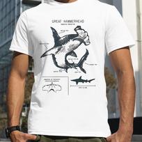 Hammerhead Shark Anatomy Shark Lover T-Shirt Summer Men Street Boy Loose Oversized Casual Fashion Tees S