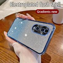 For Honor 90 Pro Case Honor REP-AN00 Phone Case Shiny Glitter Plating Silicone Camera Lens Soft Back Cover For Honor 90 Pro gray