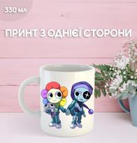 Puodelis Dandžio pasaulyje (Dendi) Roblox Dandy's World su spauda keraminis puodelis 330 ml 9.5 balta