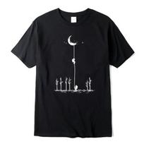 Men's T-shirt Top Quality 100% cotton cool Funny astronaut print casual loose men t shirt o-neck t-shirt men tees shirts S smėlis
