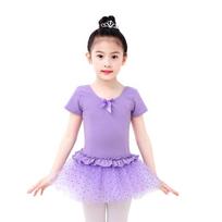 Colorful Moon Children's Ballet Dance Outfit – Summer Short Sleeve Gauze Skirt for Performances 130 cm violetinė