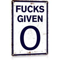 Zero Fucks Given Vintage Metal Tin Signs Parody Speed Limit Sign Hilarious Garage Man Cave Decorative Piece For Display 20x30cm šokoladas