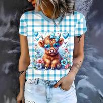 Summer Round Neck 3D Animal Print Top Fashionable Casual Short Sleeved Women's T-shirts XS
