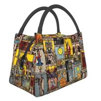 Custom The Major Arcana Of Tarot Lunch Bag Men Women Warm Cooler Insulated Lunch Box for Picnic Camping Work Travel 28x17x16CM smėlis