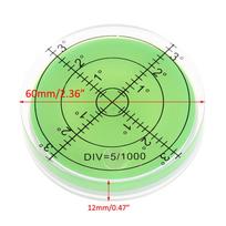 60 mm Didelis Gulsčiukas su Spiritiniu Burbulu, Laipsnių Žymės, Paviršiaus, Apskritas, Matuojantis, Buliaus Akys green