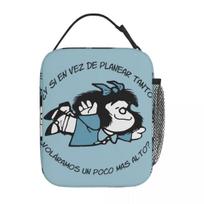 Mafalda Feminista Frases Humor Thermal Insulated Lunch Bags for Picnic Portable Food Bag Men Women Cooler Thermal Lunch Boxes 26x21x11CM smėlis