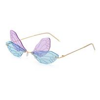 Dragonfly Sunglasses Female Design Wing Sunglasses Female Tide Double Lenses Party Dance Sunglasses Frameless