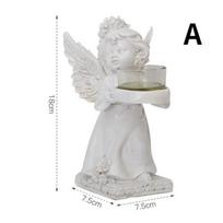 Dervos angelo žvakidė, angelo kolekcija, figūrėlė, angelo statula, arbatinė žvakidė, dovanos, darbalaukio arbatinės žvakės stovas, papuošalai Light Grey white