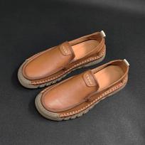 Men's Genuine Leather Bean Shoes One Step Lazy Shoes Men's Fashion Versatile Handmade Casual Shoes 38 ruda