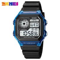 New transparent case ice feeling outdoor sports student electronic watch waterproof multi-function men's and women's fashion watch mėlyna