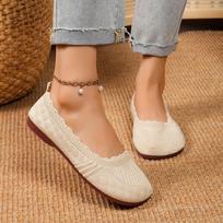 Mujer puntera plana spalva sólido zapatillas de punto atsitiktinis respirable bailarina plana mujer zapatos planos mujer 36 smėlis