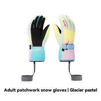 Extra Thick Men Women 2-IN-1 Mittens Ski Gloves Snowboard Snow Winter Sports Warm Waterproof Windproof Skiing Faux Leather Plam S