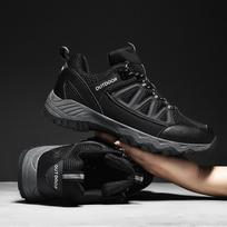 2024 men's shoes mesh outdoor hiking shoes sports leisure spring and autumn dad travel breathable hiking casual shoes 39 black