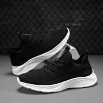 2025 men's sports shoes summer breathable fly-woven running shoes large size men's and women's couples casual shoes mesh shoes men's 35 black