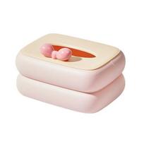 Fashion Cream Style Dopamine Tissue Box Wall Mounted Large Capacity Paper Drawer Box with Spring Napkin Storage Box Coffee Table white