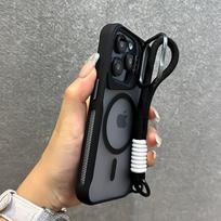 Objektyvo laikiklis Magnetinis Matinis Telefono Dėklas iPhone 16 15 Plus 14 13 12 Pro Max Riešo Dirželis Minkštais Kraštais Silikoninis Smūgiams Atsparus Viršelis IPhone 13 Pro