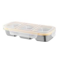 Stainless Steel Snack Containers Divided Condiment Box with Lids Lunch Box with Leak-Proof Sealed Compartments Reusable Food Container for School Home 3Grids