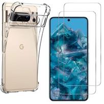 Shockproof Case for Google Pixel 8 PRO and 2 Tempered Glass Screen Protectors Phonillico® skaidri