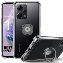 Case for Xiaomi Redmi Note 12 Pro+ 5G - Transparent Silicone Protection - Finger Ring Stand - Black