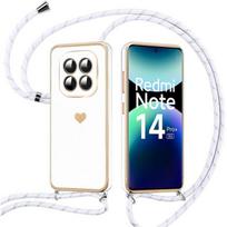 Case for Xiaomi Redmi Note 14 Pro Plus 5G/Note 14 Pro+ 5G - Shockproof TPU Heart Pattern with White Lanyard