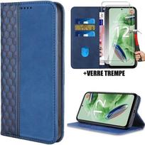 Case - Xiaomi - Redmi Note 12 5G - Leather Effect - Navy Blue - 2 Tempered Glasses