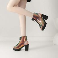 Krazing Pot Sequin Cloth Spring Summer Size 43 Size 42 Women Platform Women Peep Toe Toe Sexy Summer Boots Thick Bottom Pumps 35