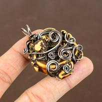 Snake Bone Carving Handmade Copper Wire Wrap Pendant 1.97  J7P03