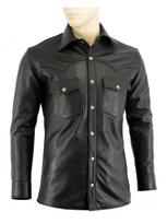 Stylish Real Soft Party Casual Fit Men Shirt Black Handmade Lambskin Leather S juoda