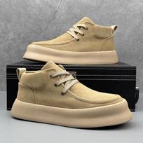 Autumn and winter 2024 Hong Kong style trend versatile casual board shoes high-top men's shoes men's flip leather shoes medium-top Martin boots 39