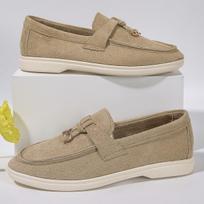 Spring 2024 loafers one-pedal lazy shoes British style retro Doudou shoes comfortable flat single shoes women 36 chaki