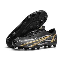Men's Football Shoes Plus Big Size 46 47 Yards AG Spikes Artificial Turf TF Crushed Nails Sports Competition Mesh Soccer Shoes 34 juoda