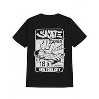 Men's Casual Crew Neck T-Shirt with Skateboard Graphic SKATE BOARD Print Black Polyester Machine Washable Ideal Gift for Men XXXXXL black