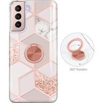 Protective Case - BOOLING - for Samsung Galaxy S21 - Pink - Marble Pattern - Shockproof rožinė