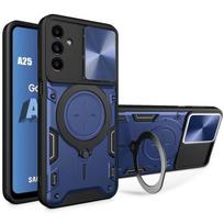 Case for Samsung Galaxy A25 5G, Shockproof PC Protection with Metal Rotating Stand and Camera Protection, Navy Blue mėlyna