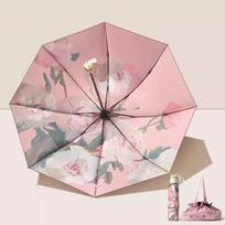 Folding Flower Language Manual Sunny Umbrella Retro Rain and Rain Dual purpose Black Rubber Sunscreen Umbrella