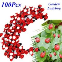 100Pcs/lot Wooden Cartoon Double-sided Adhesive Beetle Children's DIY Accessories Color Wooden Beetle Lady Gardening MSI Model red