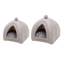 Cute Cat house Cushion Kennel Nest Plush Washable Warm for Medium Sized Dog Puppy Winter Kitten Floor S