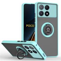 Magnetinis telefono dėklas POCO X6 M6 X5 M4 M3 Pro X3 NFC M5S M5 Matinis su žiediniu stovu laikikliu Dėklai POCO F6 F5 X4 Pro F4 GT F3 Dangtelis for POCO M6 Pro 4G mėlyna