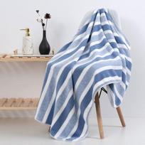 Dryžuotas vonios rankšluostis Minkštas sugeriantis mikropluošto veido prausimo namų minkštas sustorintas koralinis aksomo vonios rankšluostis 35*75CM mėlyna