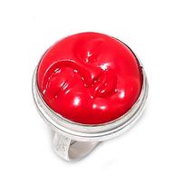 Cameo Moonface Gemstone Handmade 925 Sterling Silver Jewelry Ring Size 7 n1p41