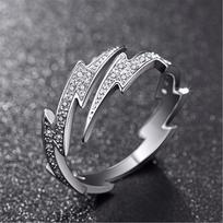 Hong Kong-Style 18K Rose Gold-Plated Lightning Ring for Women - Trendy Statement Piece Adjustable