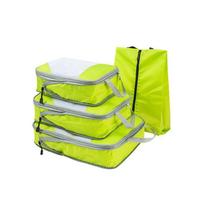 4 Pcs/set Compression Packing Cubes Travel Storage Bag Suitcase Packing Mesh Bags for Clothing Underwear Shoes žalia