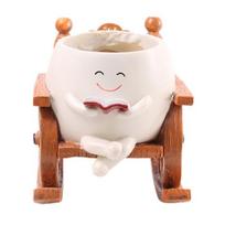 Smile Face Flower Pot Resin Rocking Chair Reading Planter Pot