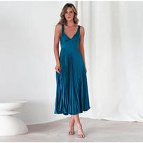 Womens Dresses  Casual Bandeau Sleeveless Pleated Dress Elegant Party A Line Maxi Dress L mėlyna