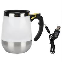 USB įkrovimas Nerūdijančio plieno Elektrinis Magnetinis Vandens Puodelis Pienui Kavai Savaime Maišantis Maišymo Puodelis 400ml white
