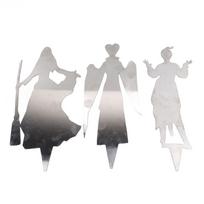 3Pcs Halloween Silhouette Yard Signs Iron Metal Witch Halloween Decorations Outdoor for Party