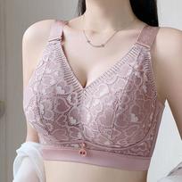 Large Bra Size Cup Without Steel Rim Adjustable Bra with Double Breast and Adjustable Shape 34/75B violetinė
