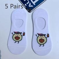 5 Pairs of Men and Women Tide Short Socks Low Waist Spring and Summer Couple Shallow Mouth Invisible Thin Cartoon Boat Socks 5 pairs balta