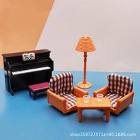 Vaikiškas žaidimų namelis, simuliacinis mini sofa, pianinas, miniatiūrinis modelis, žaislas, lėlių namelio svetainė, maža dekoracija, žaislas